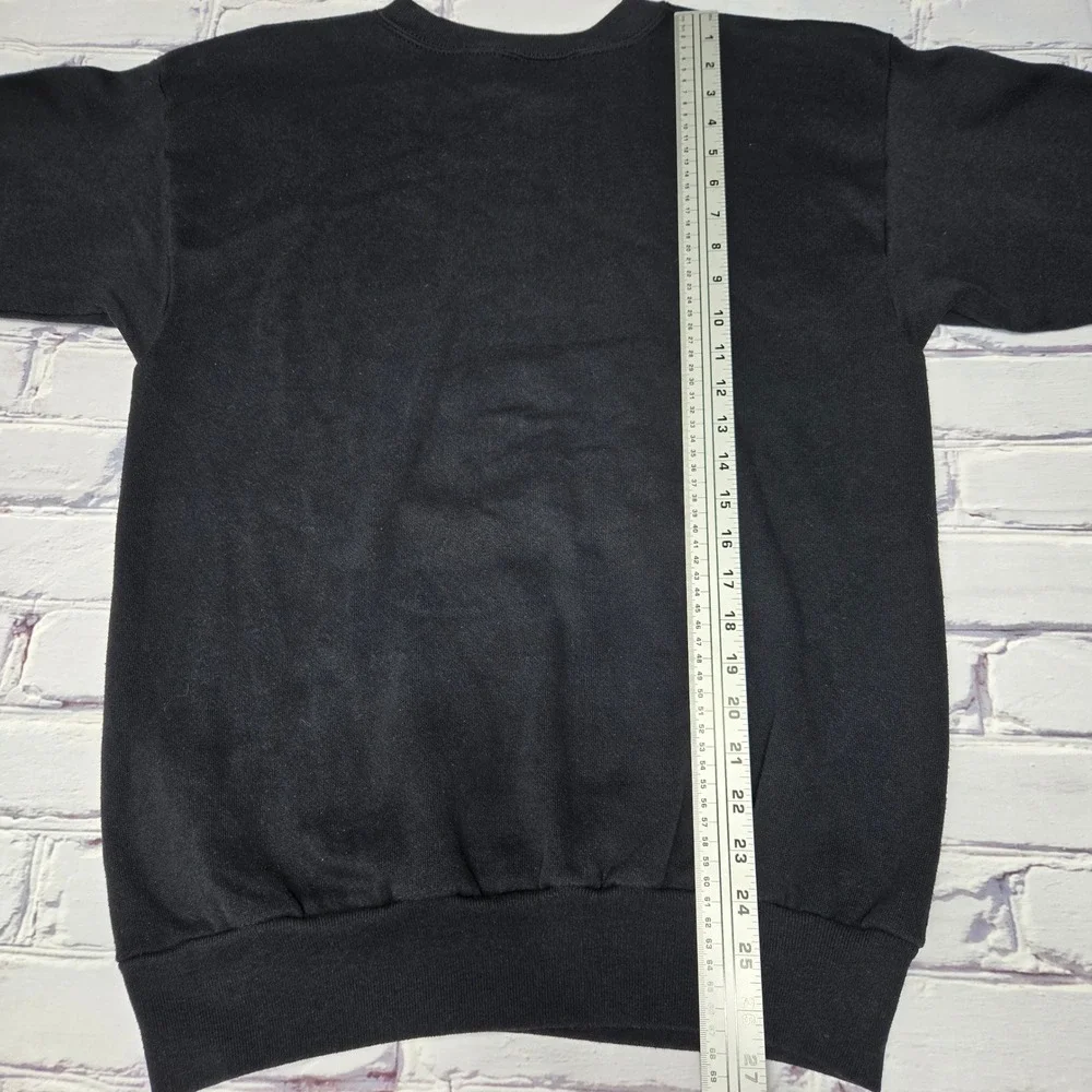 TULTEX Black Crewneck Sweatshirt Long Sleeve Casual Pullover Top Men Women Large